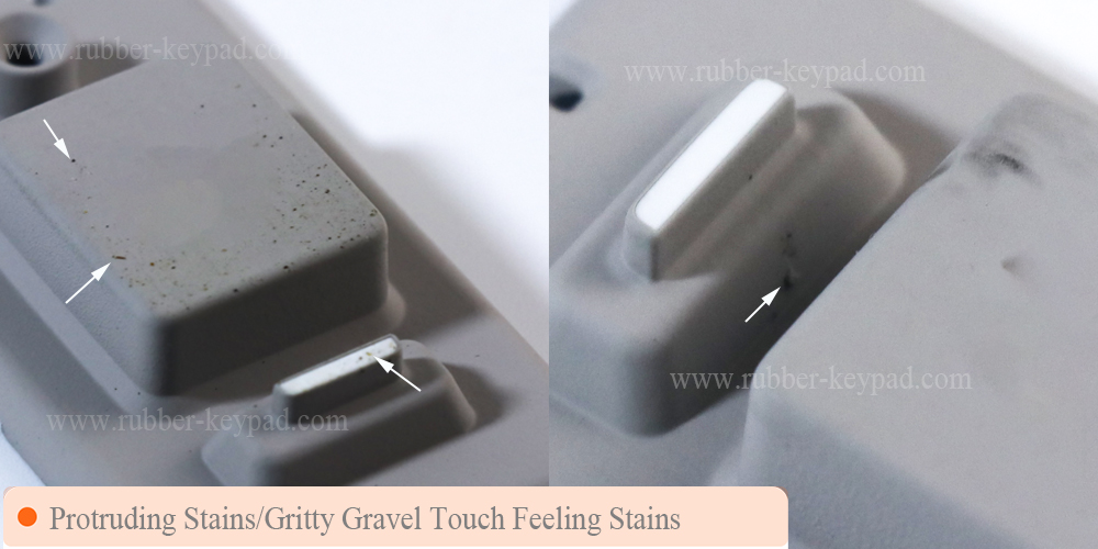 Protruding Stains/Gritty Gravel Touch Feeling Stains on Laser Etched Buttons