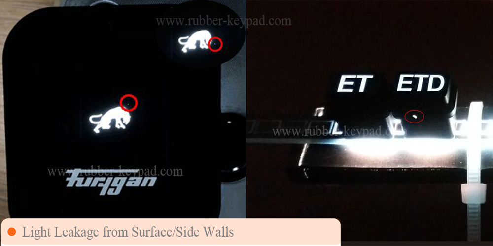 light leakage of laser etched keymat