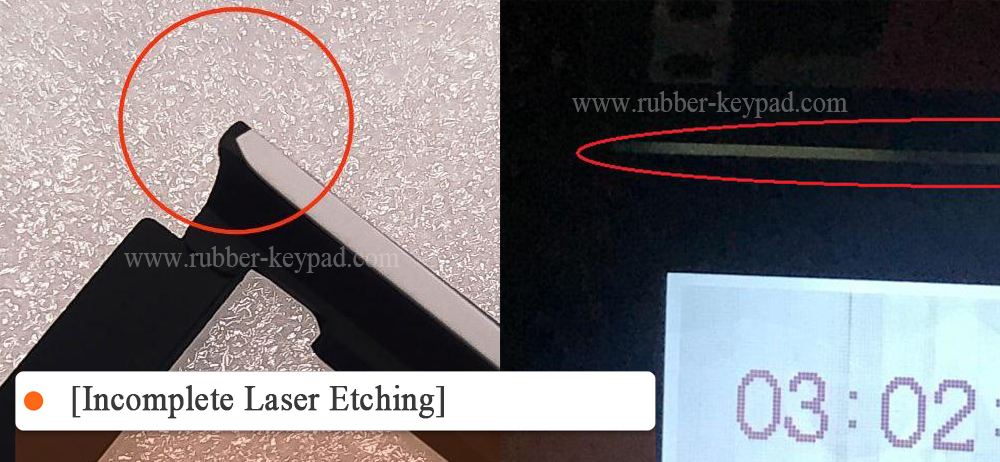 Incomplete Laser Etched Icons/Legends on Backlit Rubber Keyboard