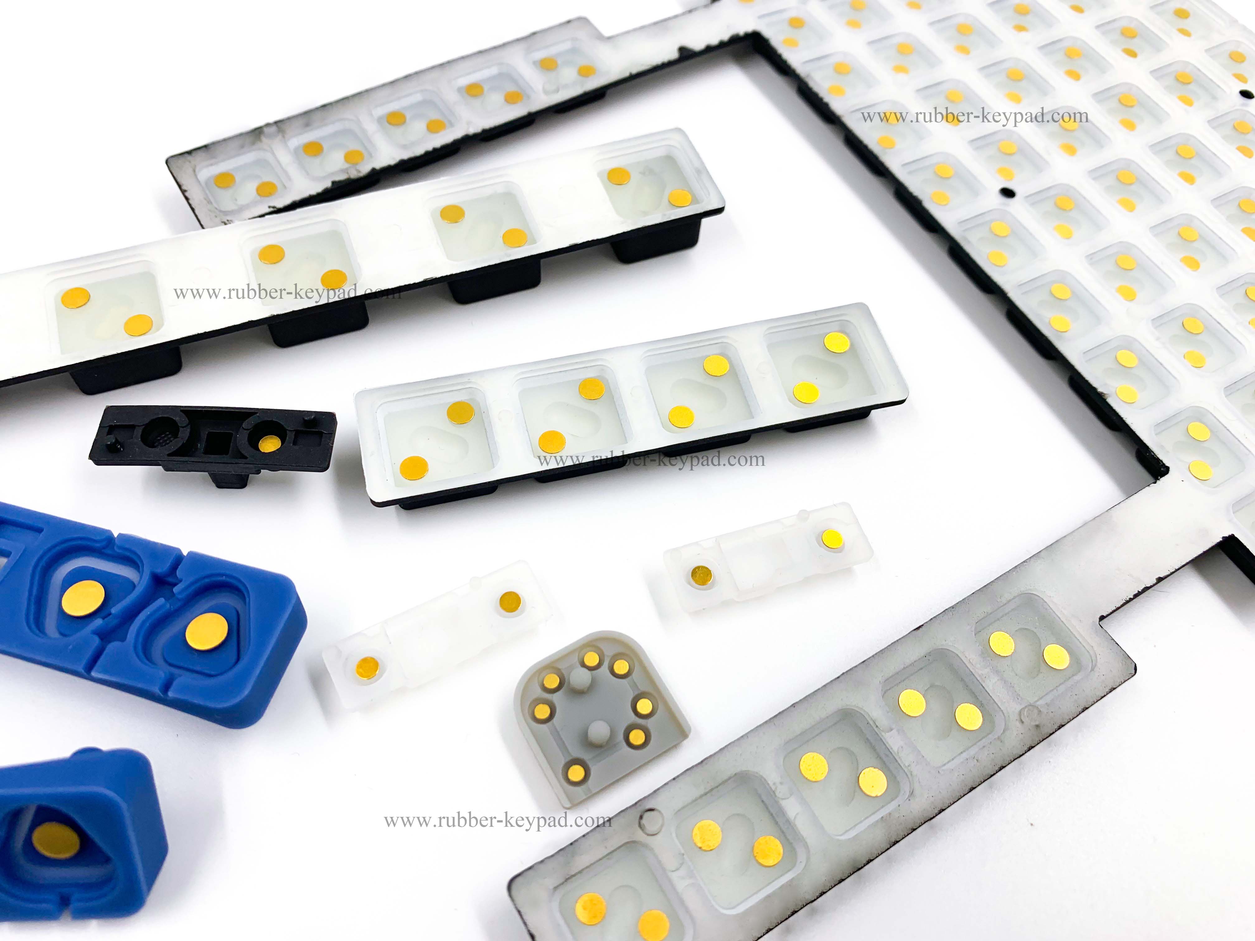 Gold-coated conductive pills rubber keypad