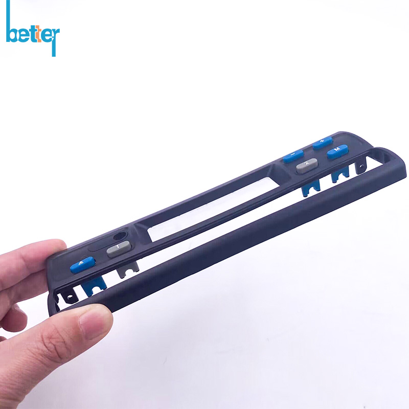 Overmold rubber switch button with assembly housing shell