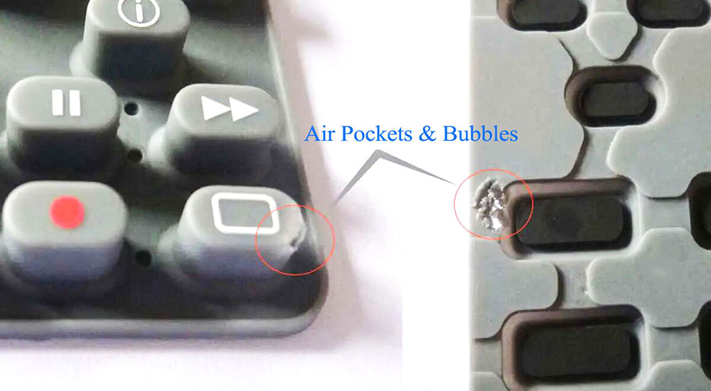Air bubbles&pockets in rubber switch keypad